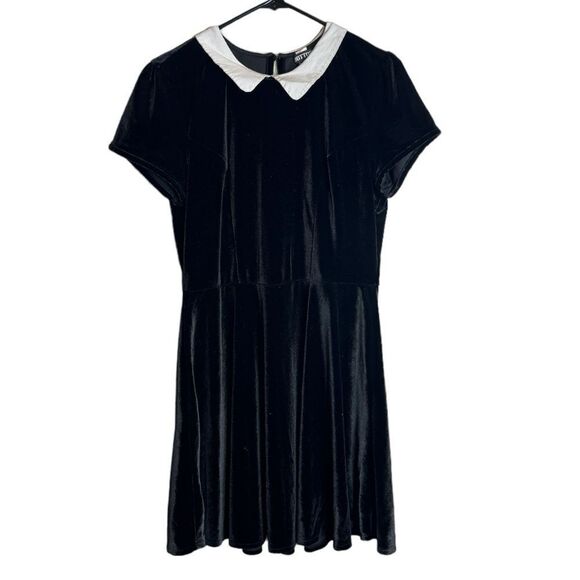 🎃 Black Velvet Wednesday Dress, L - Picture 1 of 5